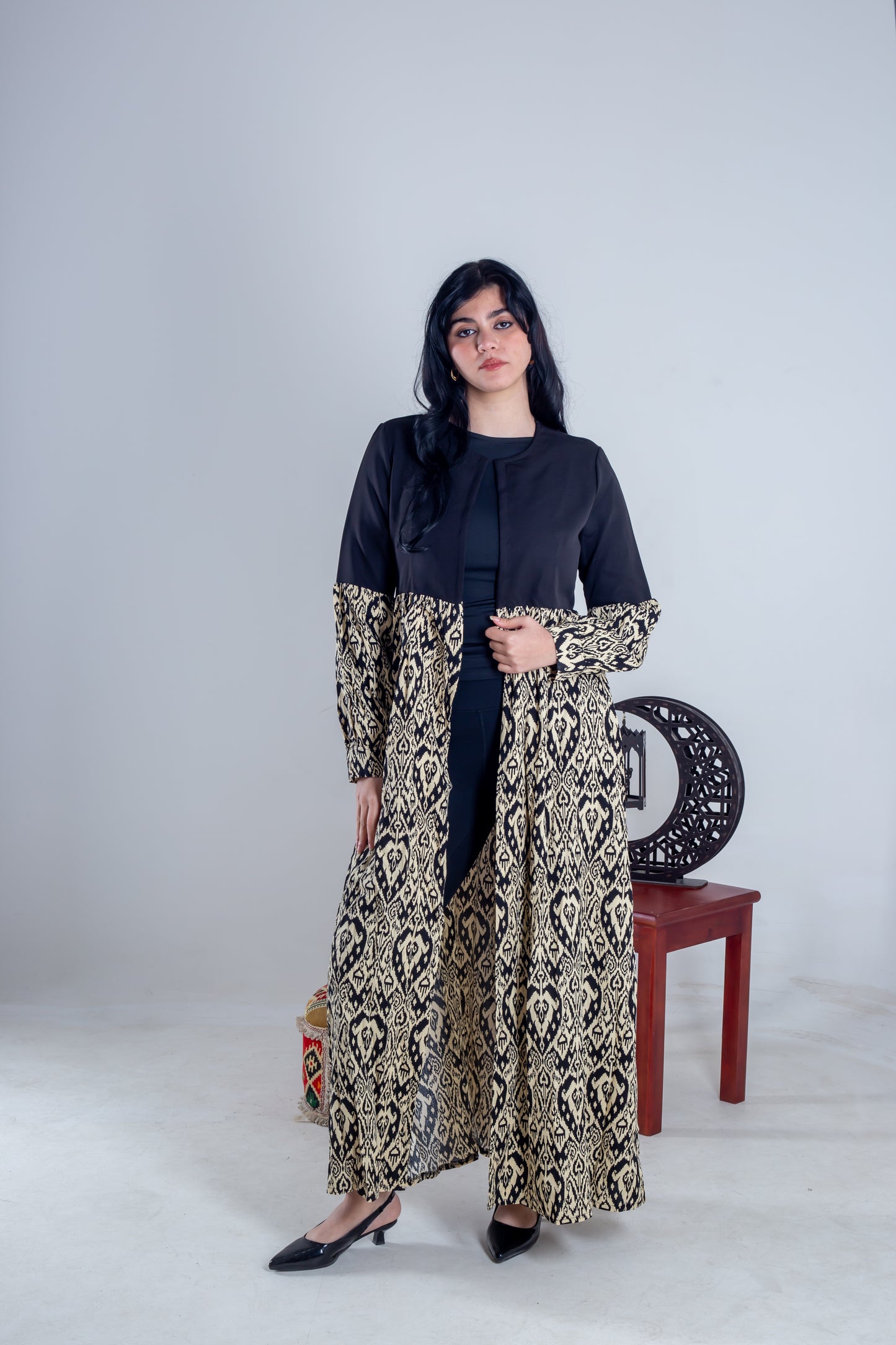Kaftan black beige
