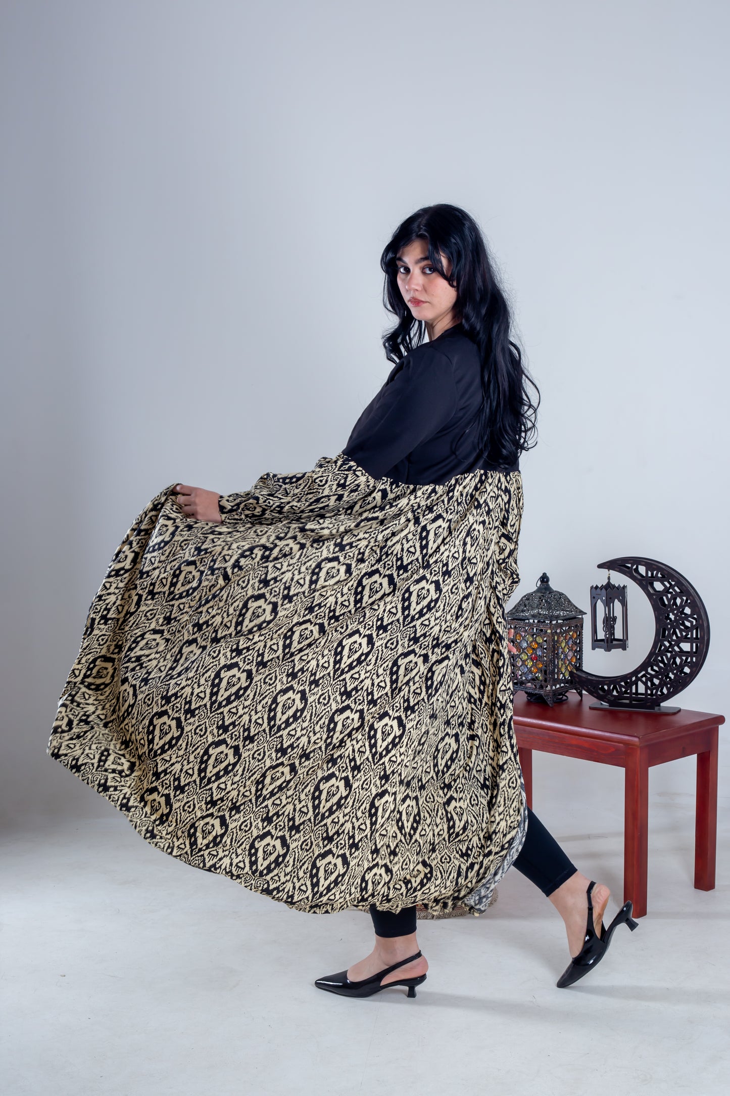 Kaftan black beige