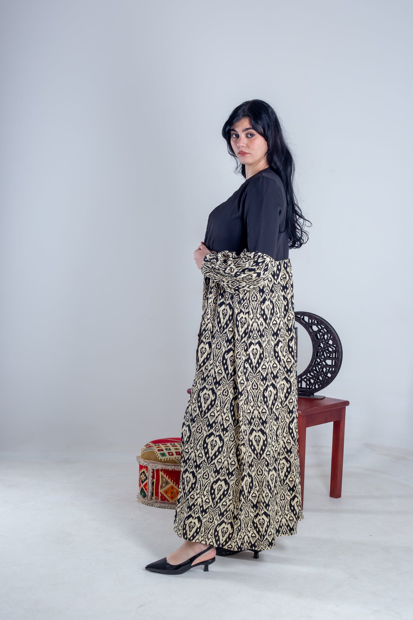 Kaftan black beige