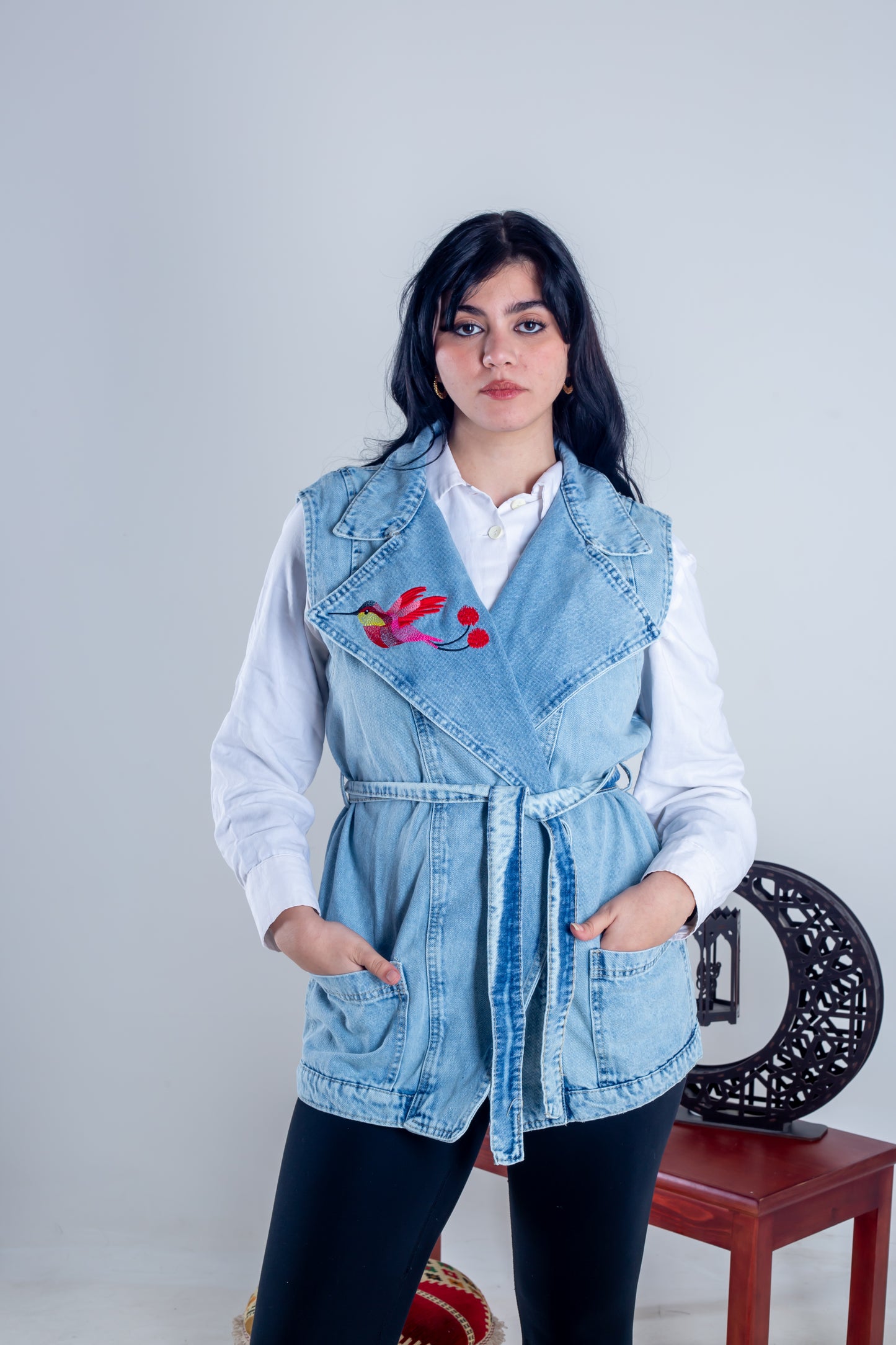 jeans vest bird