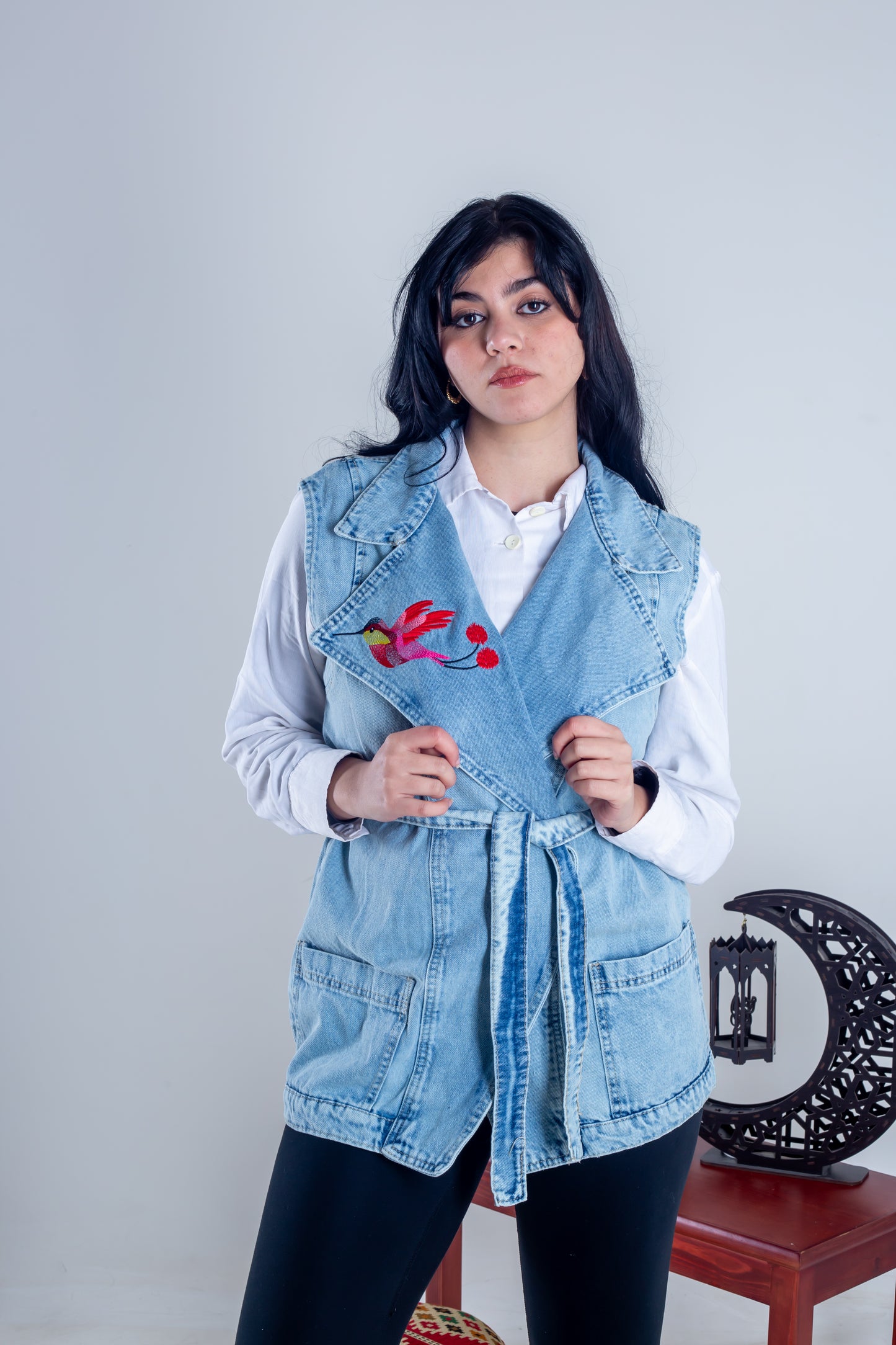 jeans vest bird