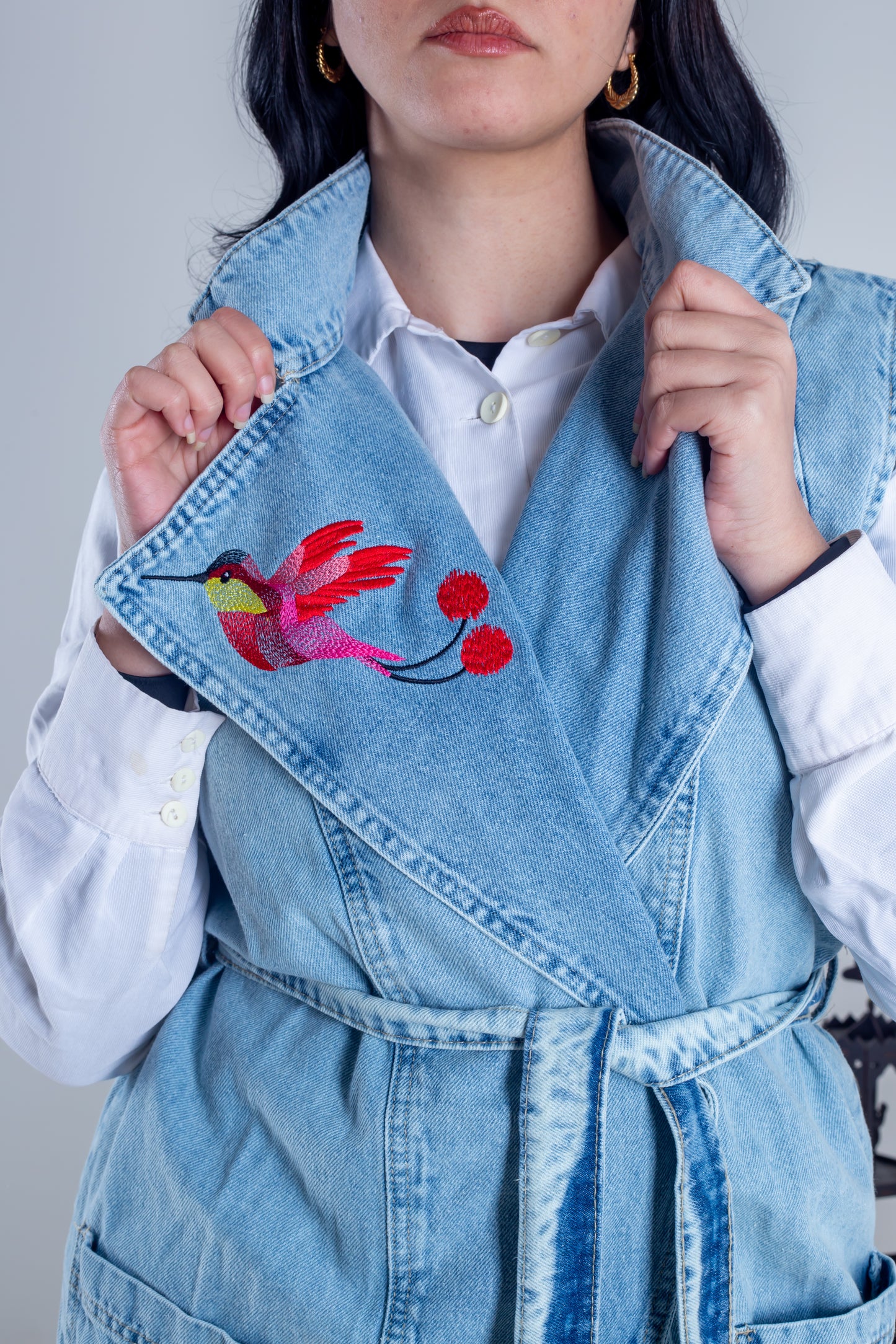jeans vest bird