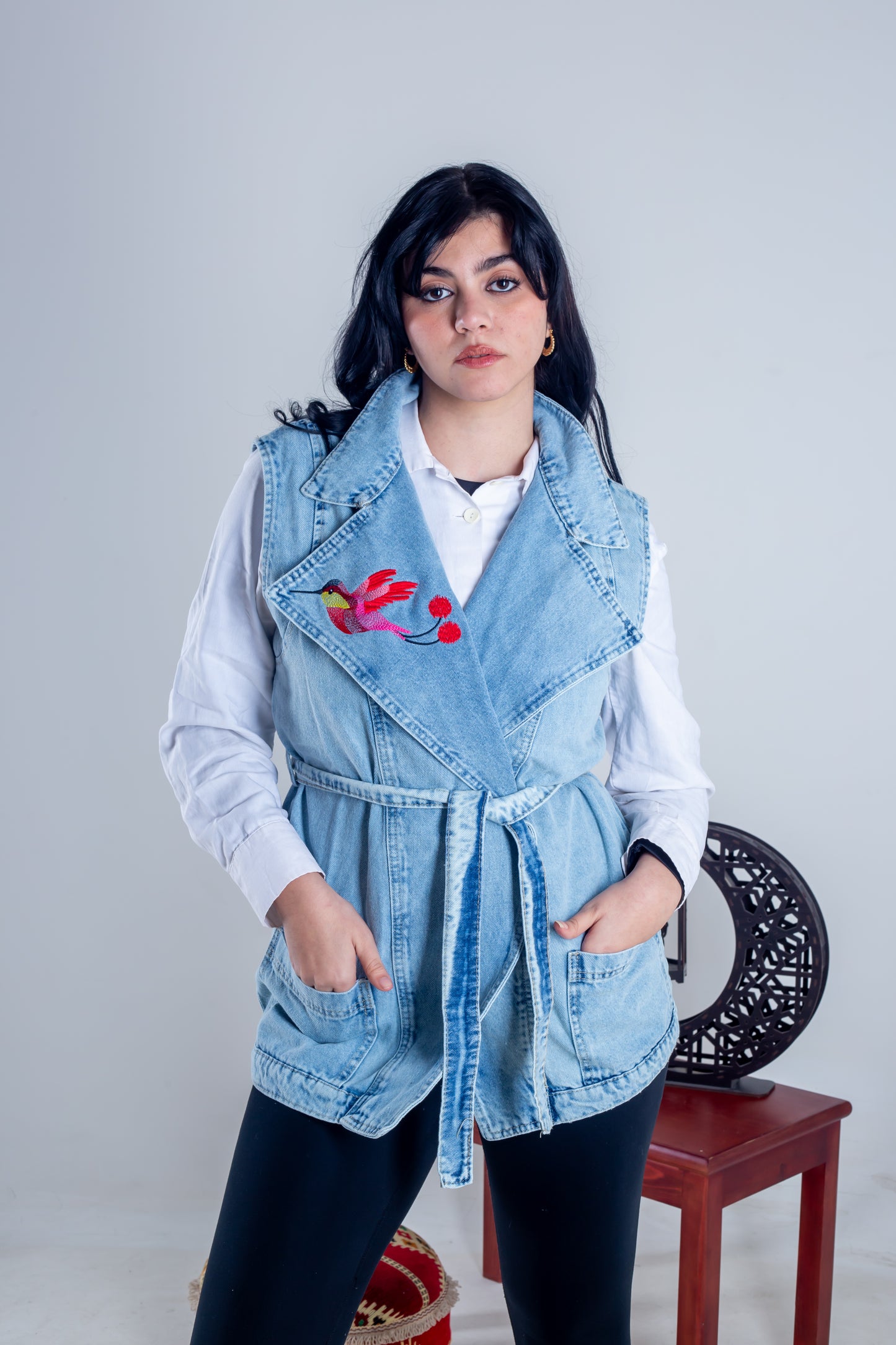 jeans vest bird