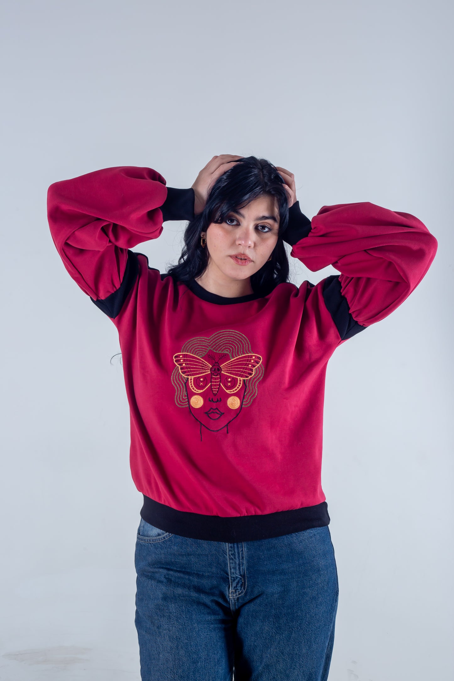 Embroidery sweatshirt fuchsia