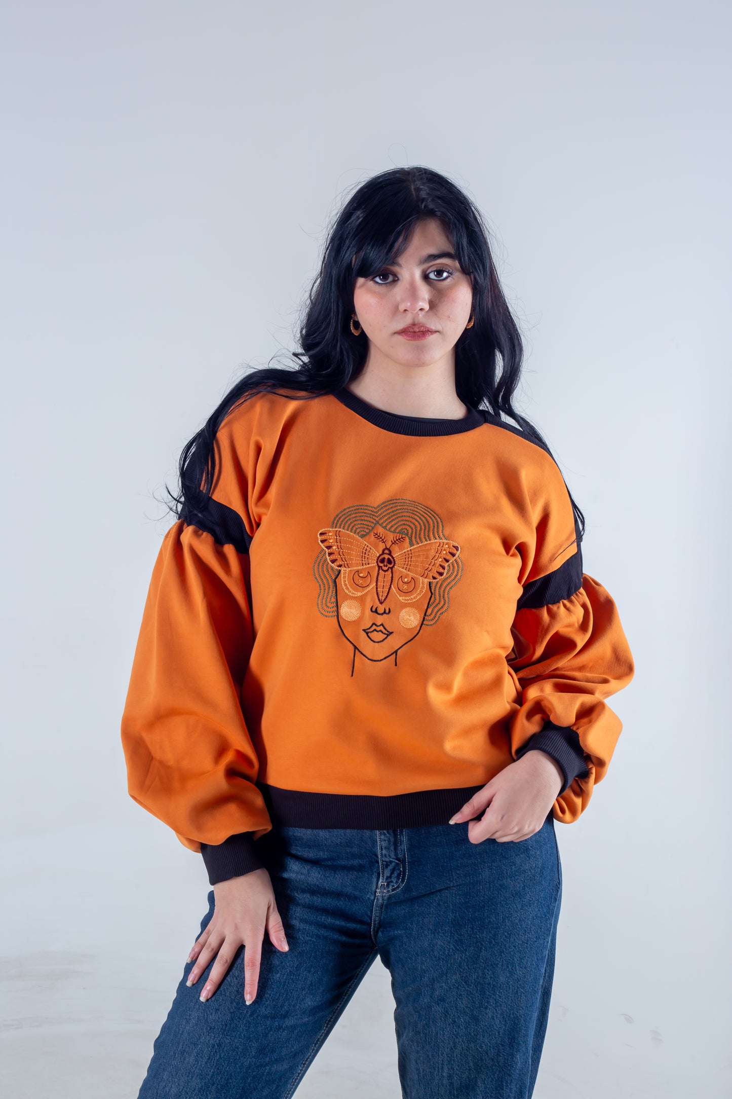 Embroidery sweatshirt orange