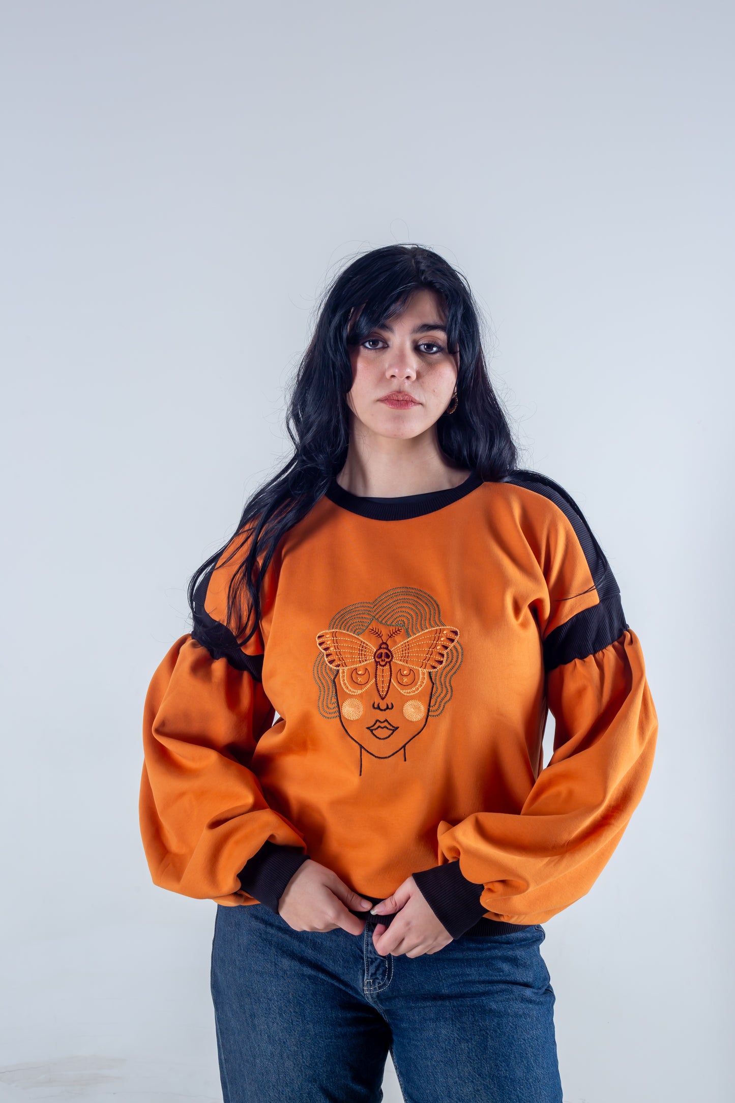 Embroidery sweatshirt orange