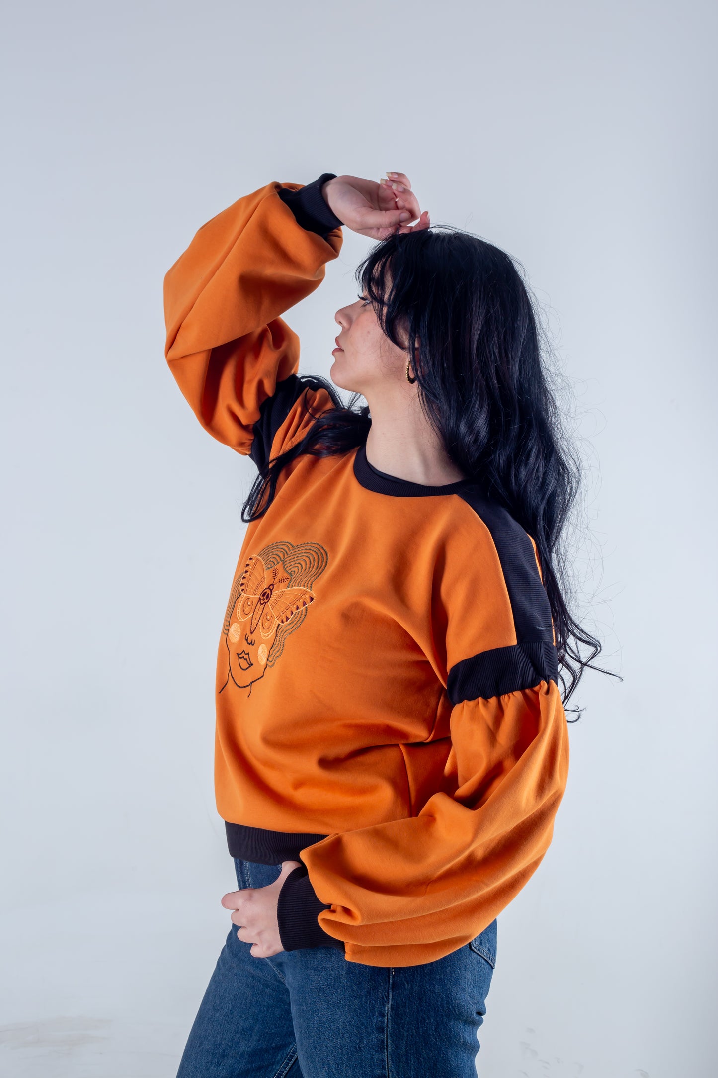 Embroidery sweatshirt orange