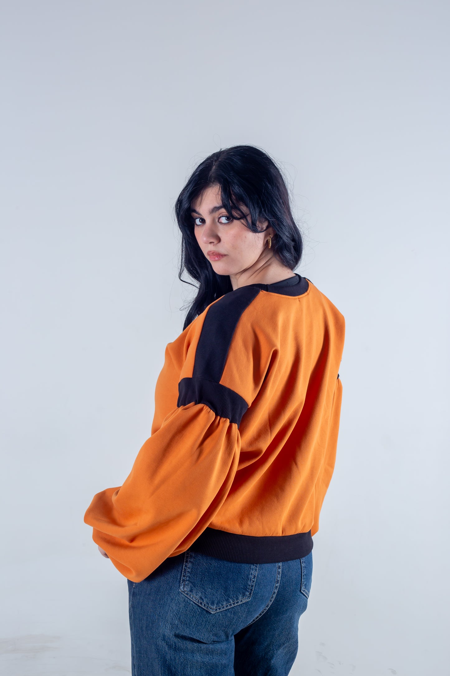 Embroidery sweatshirt orange