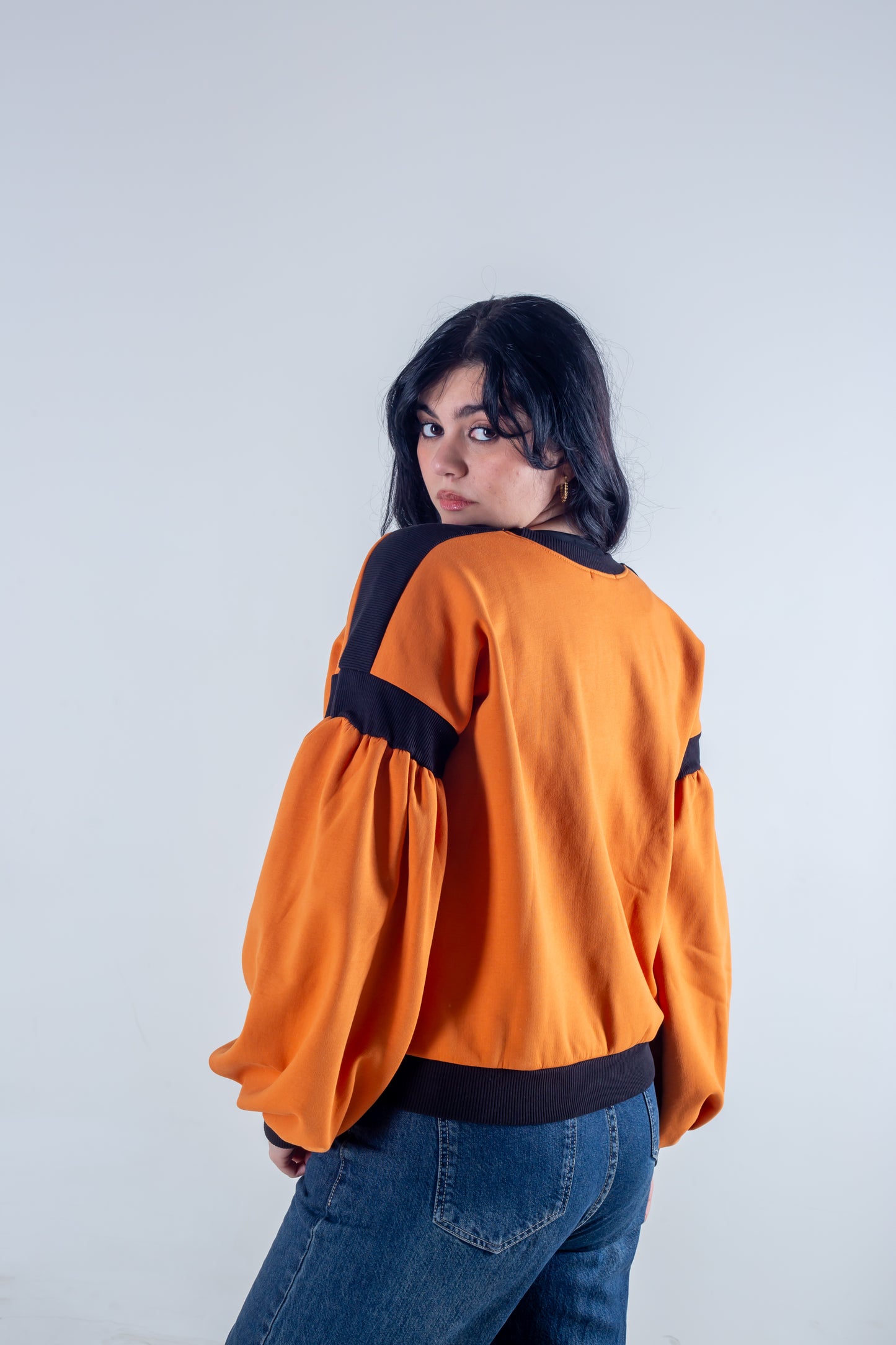 Embroidery sweatshirt orange