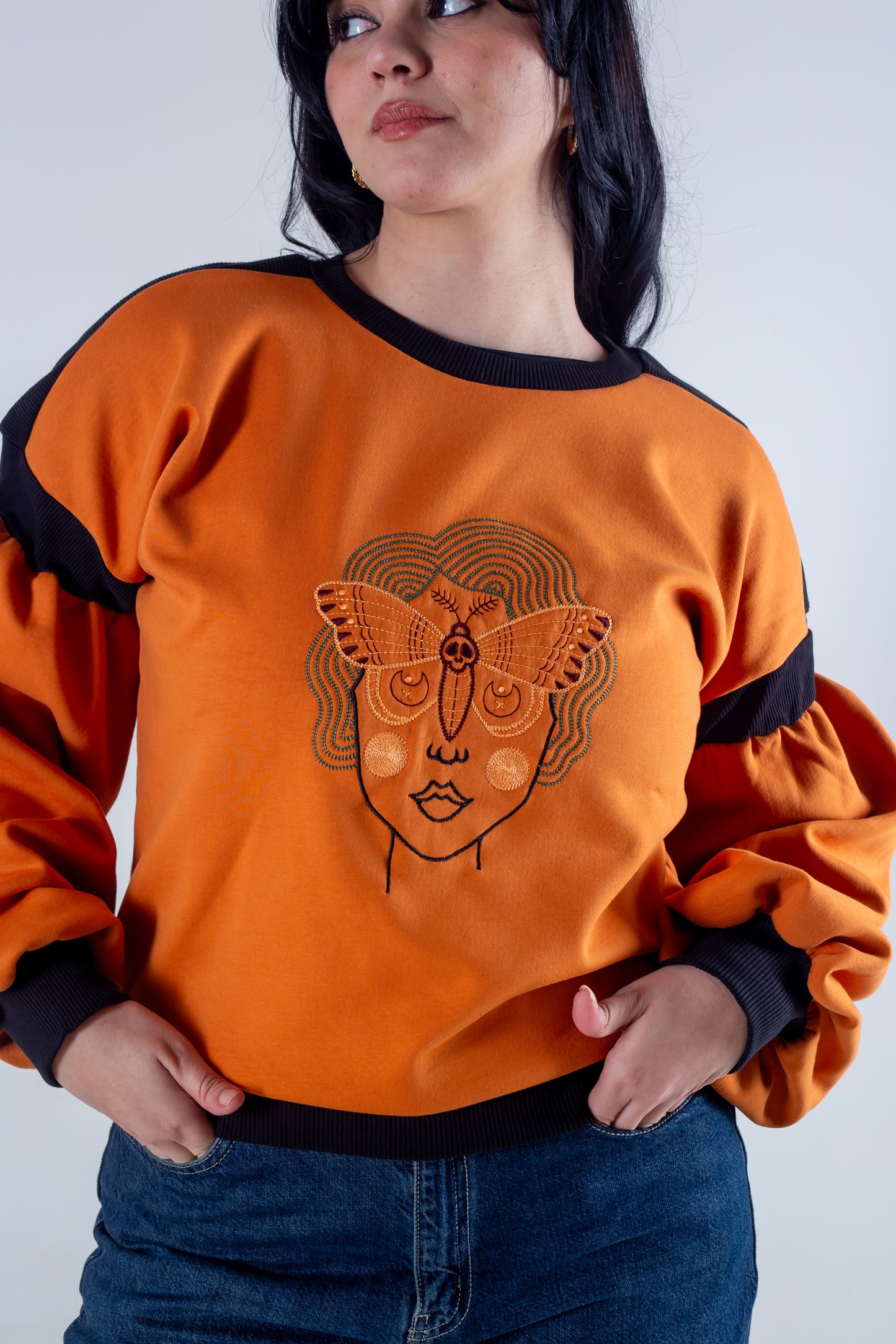 Embroidery sweatshirt orange