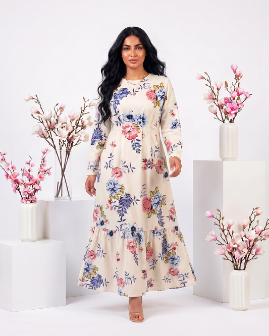 Flower Beige Dress